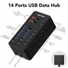 SENTANK Powered USB Hub,14 Ports USB Data Hub Splitter with