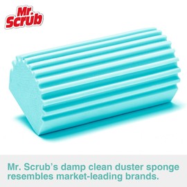 4 Pack Damp Dusting Sponge Duster, Blue Dust Cleaning Sponge, Reusable Household Cleaning Sponge Tool for Blinds, floorboards, Fan Blades, Vents, Glass, Railings, Mirrors