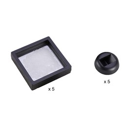 Colrid Pack of 5 Coin Stands, 3D Floating Frame, Coin Display Box, Transparent Flim, with Stand, for Coins, Specimens, Jewellery, Necklace, Earring, Medallions, Stones (Black)
