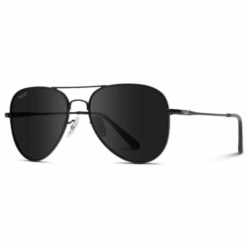 WMP Eyewear Maxwell | Polarized Sunglasses - Gold Frame/Black Lens