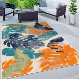 Rugshop Arles Palm Floral Leaves Non-Shedding Rug for Patio Deck Backyard Indoor/Outdoor Area Rug 5' x 7' Multi