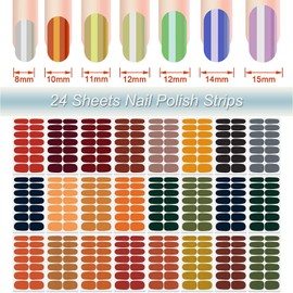 Solid Color Nail Polish Strips, DANNEASY 24 Sheets Glitter Nail Wraps for Women Gel Nail Strips Stick on Nail Polish Stickers Self Adhesive Manicure Sticker for Nail Art with Nail File, Cuticle Stick