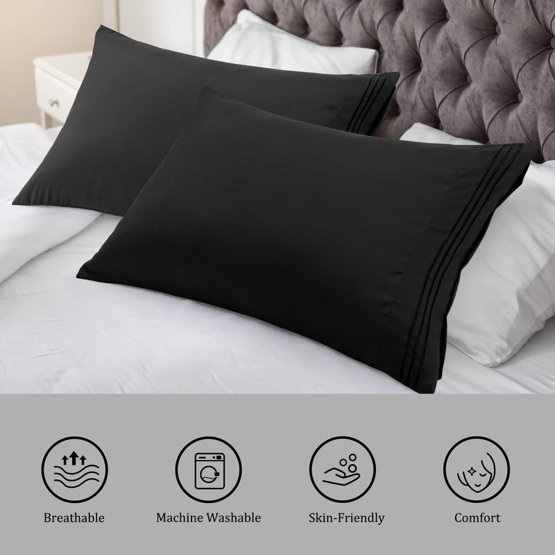 PiccoCasa Brushed Microfiber Pillowcases 2 Pack Soft Breathable Pillow Covers