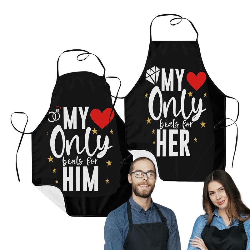 EUBEISAQI Couple Aprons for Valentine's Day | Adjustable Kitchen Couples