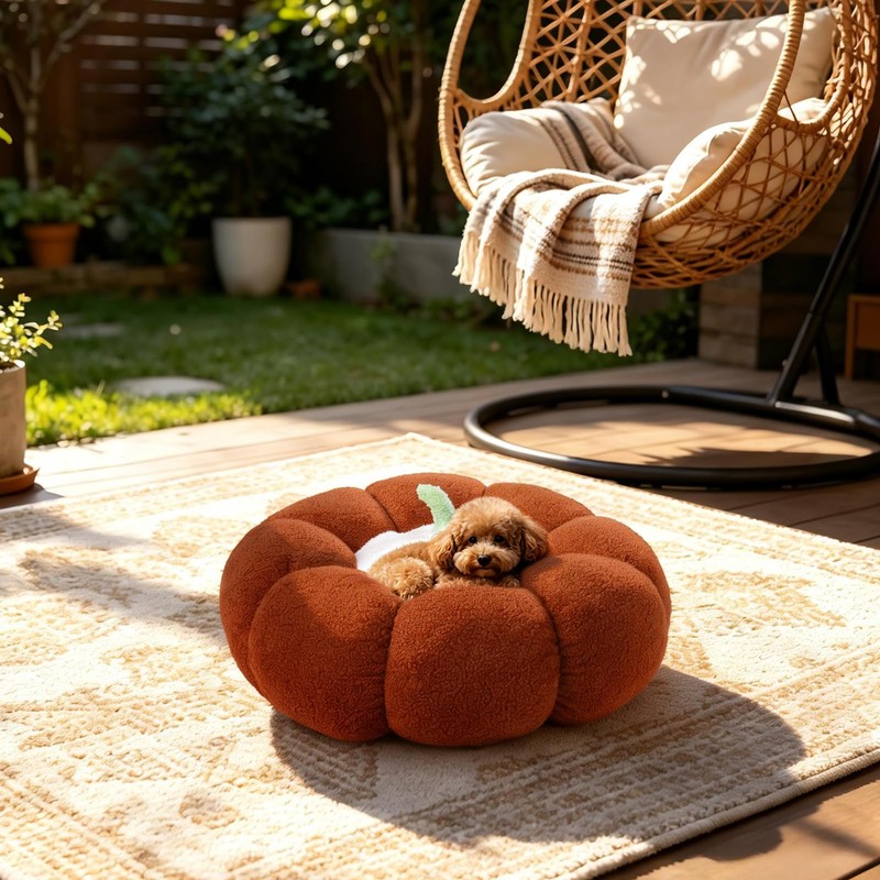 LANPU 24" Pumpkin Floor Cushion, Large Plush Round Pillow Seat