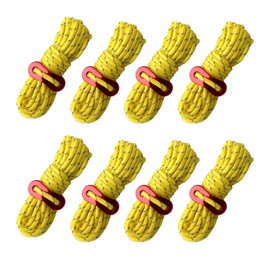 Pack of 8 Yellow Guy Ropes Camping Tent Cord with Aluminium Alloy Tensioner Reflective Guy Ropes for Tent Camping