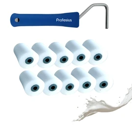 Profesius Paint rollers with plug-in bracket and foam rollers - paint roller for painting smooth surfaces and working with paints of all kinds (10 x 5 cm paint rollers + plug-in bracket)