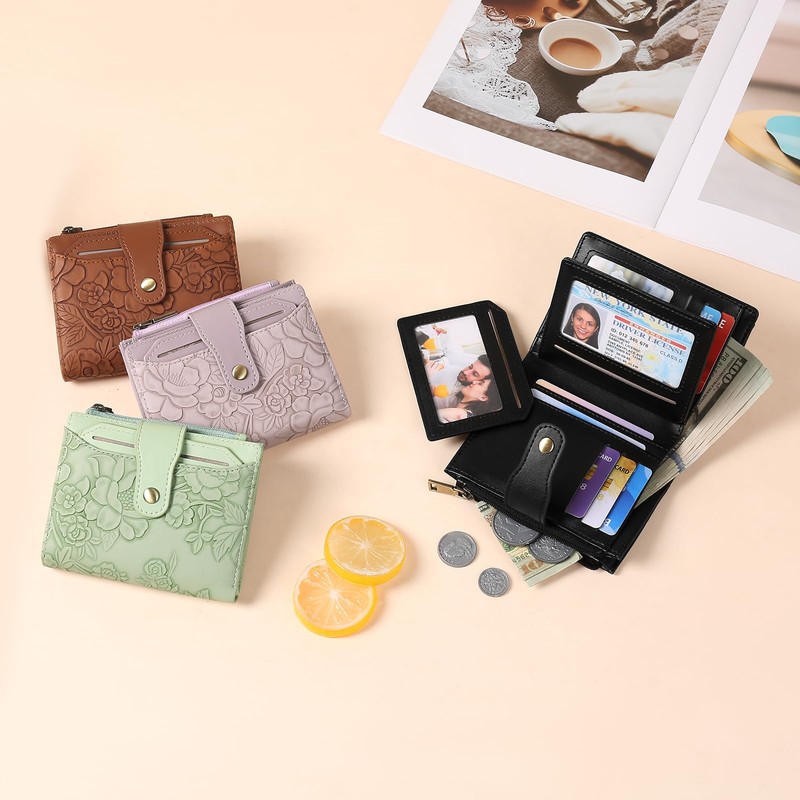 GAEKEAO Wallet for Women RFID Blocking Vegan Leather Bifold Card