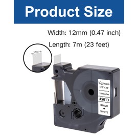 3 x Msudoku Compatible with Dymo D1 45013 45013s S0720530 12 mm x 7 m Label Tape for LabelManager 160 210D 280 360D 420P PnP Printers, Black on White