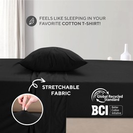 Sleepdown Jersey Sheet Set - Black, Full (4 Piece)
