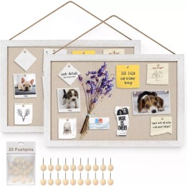 Miratino 2-Pack Cork Board with Linen 16x11 inch Bulletin Board Office Decor ...