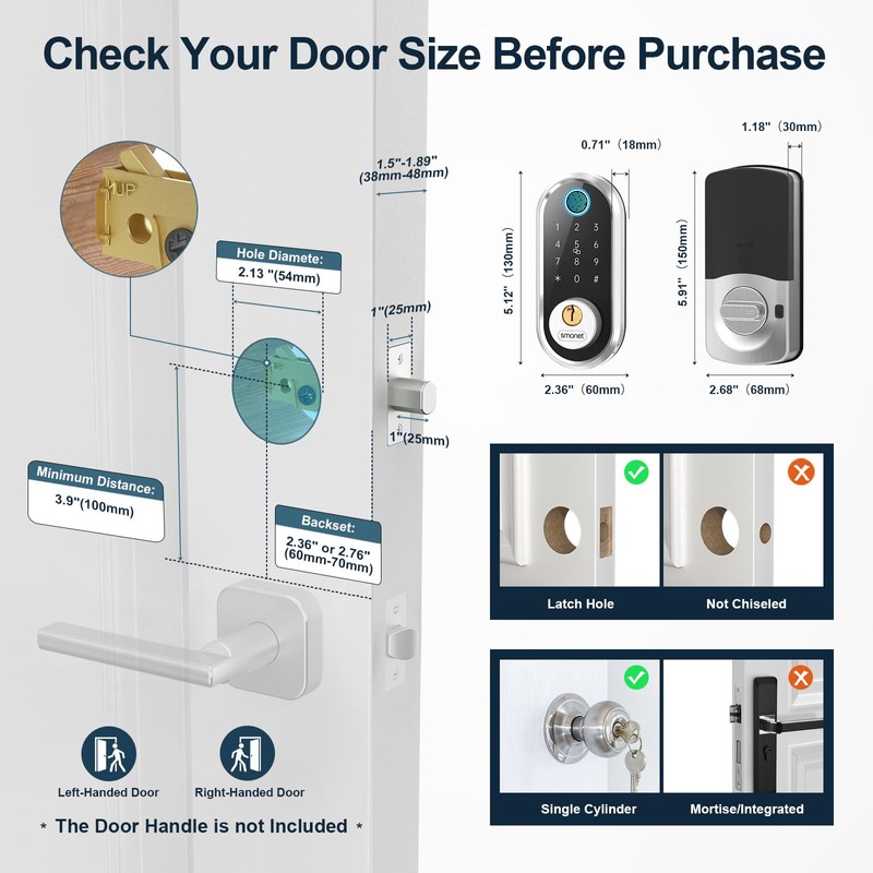 Smart Door Lock Keyless Deadbolt: SMONET Smart Locks for Front