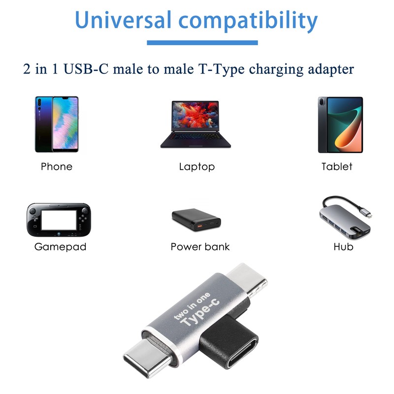 QIANRENON 2 in 1 USB C Charger Splitter Adapter Type