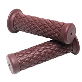 MSMint Handle Grip 0.9 inch (22.2 mm) Diamond Pattern Bike Universal Grip Left and Right Set Diamond Retro Non-Piercing Handle Grip (Brown/Brown)