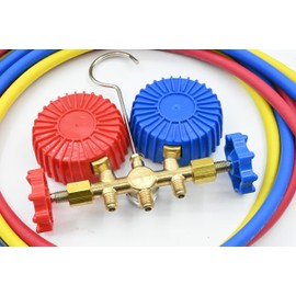 Delixike 33661 HVAC Gauges Yellow Jacket Gauge Hoses Ac Gauge Set for Home Pressure Kit Refrigerant Gauges Compatible with Mastercool R12 Gauge Set 60