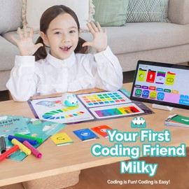 Coding Pet Milky for 6 Ages and Up, 40+ Pieces, Screen-Free Coding Toy for Kids, Educational Interactive STEM Coding Pet, Early Programming Learning, TOYTRON