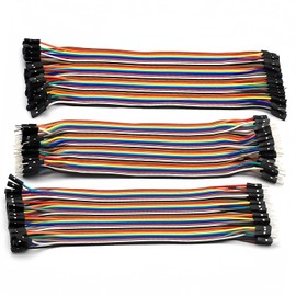 120pcs Multicolored Dupont Wire Set: 40pin Male to Female, 40pin Male to Male & 40pin Female to Female Breadboard Ribbon Cables Compatible with Arduino Projects