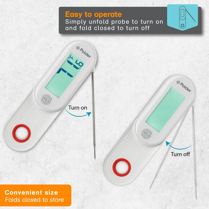 Polder Waterproof Instant Read Thermometer, Meat Thermometer for Cooking, Food