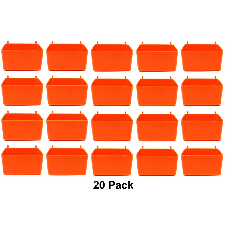 JSP Manufacturing Small Plastic Orange Pegboard Storage/Part Bins (20)