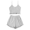Avanova Women Pajama Set Ruffle Trim Cami Top and Shorts