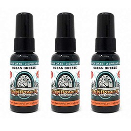BluntPower (Ocean Breeze, 3 Pack) Concentrated Air Freshener - Premium Oil Based Air Freshener Spray For Home and Car - Long-Lasting Bathroom Spray, Car Freshener, & Odor Eliminator Spray