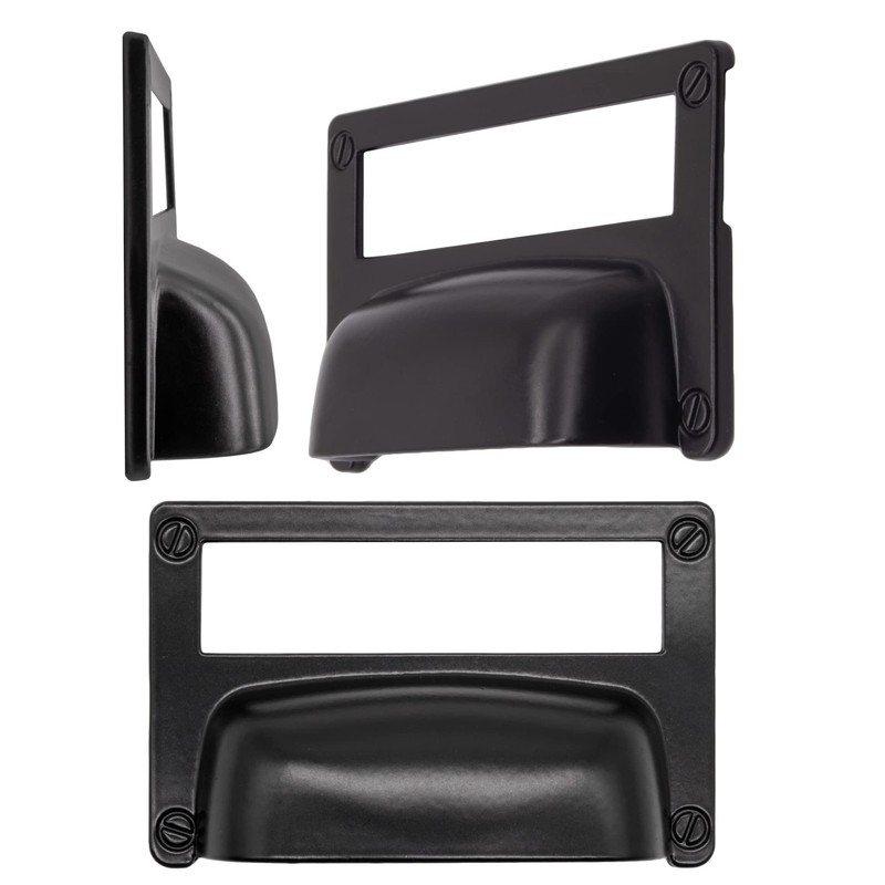 Fuxxer® 2 x Label Windows, Metal Handles, Black Antique Look,