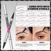Curved Eyebrow Pencil with 10Pcs Stencils, 2-in-1 Dual-Ended Microblading Eyebrow