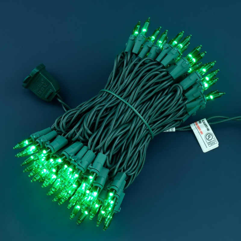 YULETIME 100 Count Green Christmas Lights, 33 Feet Green Wire