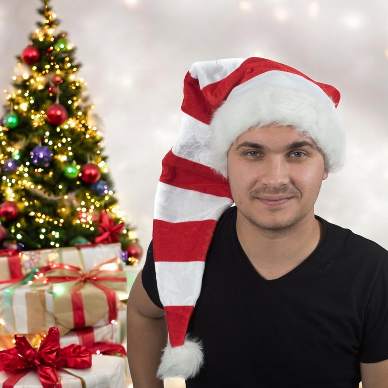 Ciffre Set of 2 Long Christmas Hats Santa Hat White