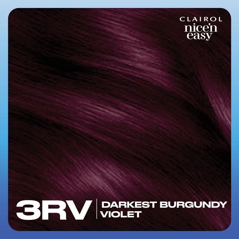 Clairol Nice'n Easy Permanent Hair Dye, 3RV Darkest Burgundy Violet
