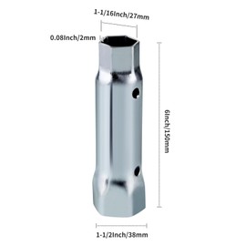 hiSpkNix Water Heater Wrench - 1-1/2" & 1-1/16" Dual Hex Socket Tool for RV/Residential Maintenance (Galvanized Steel)