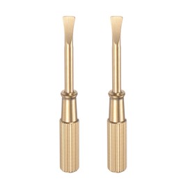 sourcing map 2pcs Mini Bracelet Screwdriver 4mm Titanium Steel Slotted Screw Driver with 6mm Width Non-Slip Handle for Bracelet Repair Screwdriver Tools, Gold Tone