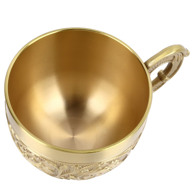 Brass Tea Cup Exquisite Embossed Patterns Retro European Small Coffee