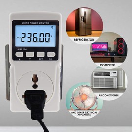 Digital Power Meter Electricity Usage Monitor Watt Voltage Tester Electrical High Power Consumption Monitoring Measuring Analyzer Socket Outlet (2200W Micro Power Monitor)