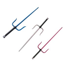 Martial Arts Aluminum Colored Sai w/Leather Wrapped Handles (Grey, 19.5)