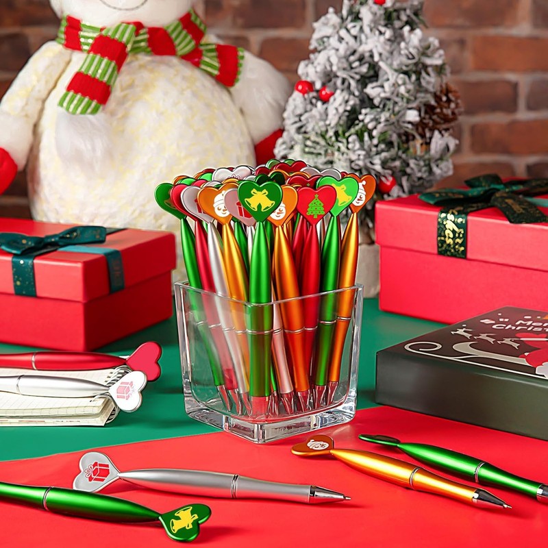KAHEIGN 48Pcs Christmas Ballpoint Pens, 4 Styles Retractable Black Ink