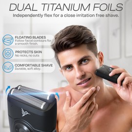 HUMMINGBIRD MK2 Compact Foil Shaver – No Nick, No Cut, No Razor Burn Face Shaver for Men, Portable USB C Rechargeable, Dual Foil Flex Head Electric Razor, LED Display, Travel Head & Facial Groomer