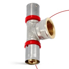 T-Piece PEX Press Fitting 16 x 1/2 Inch x 16 Internal Thread with Sealing Rings Oring for Aluminium Composite Pipe, Multilayer Composite Pipe, Heating Sanitary Systems, Drinking Water Installation,