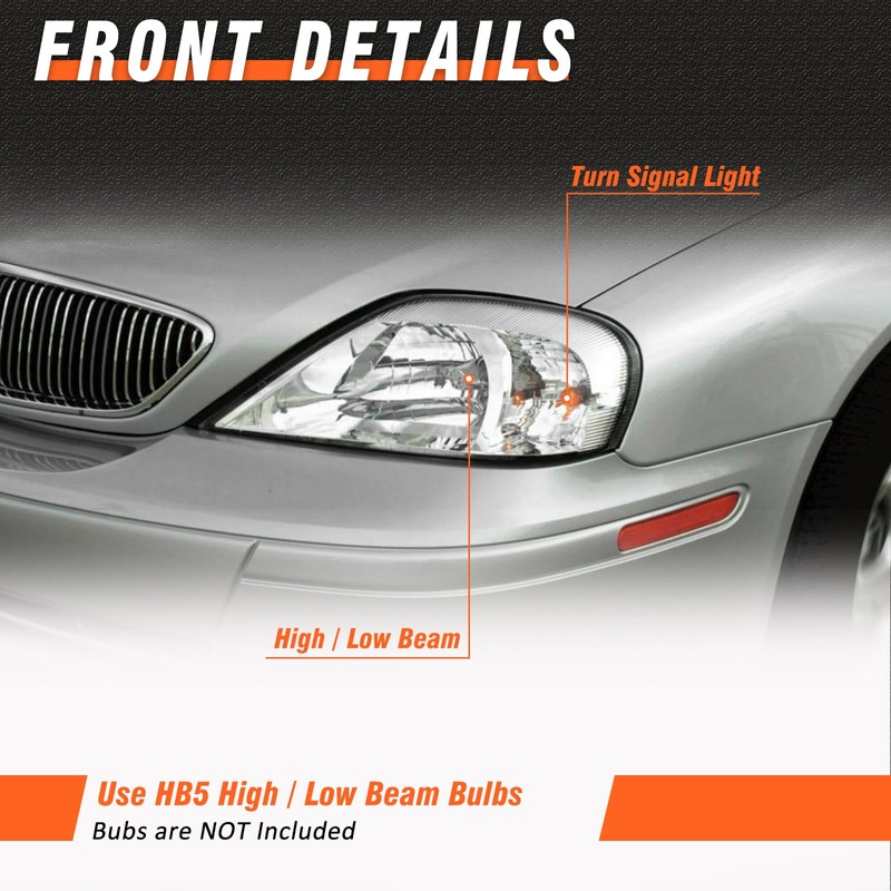 AXLAHA for 2000-2005 Mercury Sable Headlights W/O bulbs