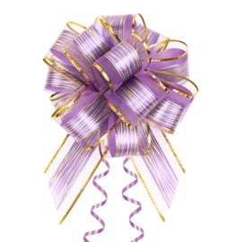 10 Pack Large Pull Bows 6 Inch - Big Purple Bows for Gift Wrapping, Ribbon Pull Bows for Mother's Day, Wedding Baskets Birthdays Gift