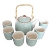 Herbal Teapot Green Mosaic.Built in Teastrainer and 6 Matching Cups