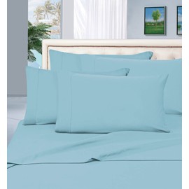 Elegant Comfort 1500 Thread Count Egyptian Quality 6 Piece Wrinkle Free and Fade Resistant Luxurious Bed Sheet Set, California King, Aqua