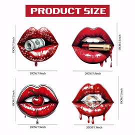SUPERDANT 4 Pieces Lips Iron-On Transfer Patch Red Lips Heat Transfer Sticker DIY Iron On Decals Washable Heat Transfer Paper For Clothing T Shirt Bag Decor Appliqué