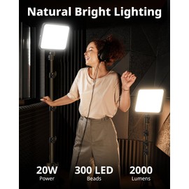 UBeesize 2 Pack LED Video Light Kit, Photography Lighting, 13" Studio Lights with 65" Tripod Stand and Phone Holders, Podcast Lighting for Video Recording,Tiktok,YouTube