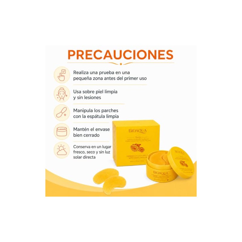 BIOAQUA Parches para Ojos de Cúrcuma y Colágeno, Hidratantes, 80