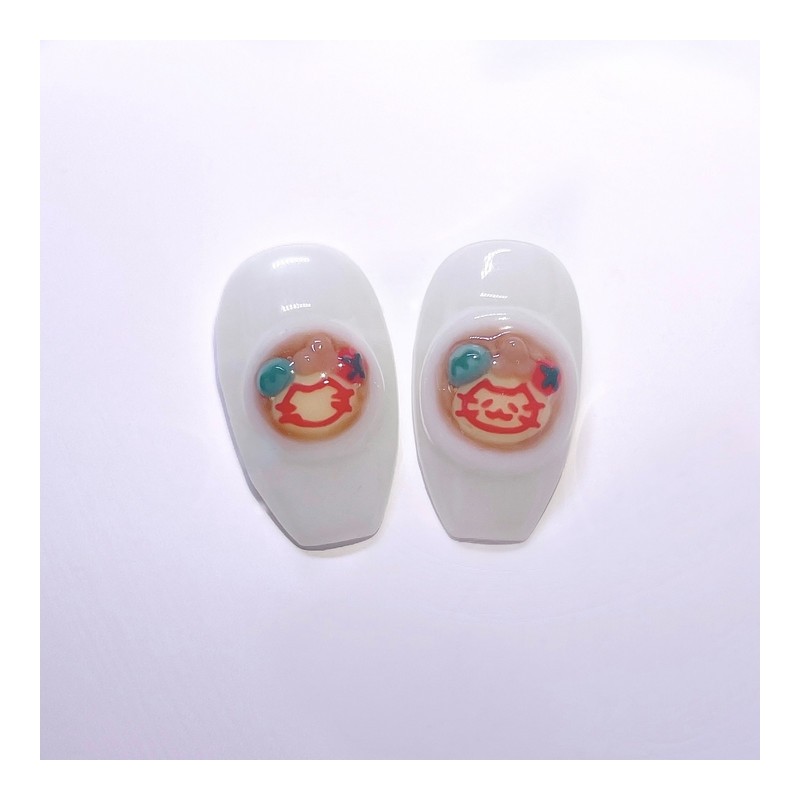 [Omelet Rice Cat] Oishikunare Omelet Rice Handmade Nail Tip -