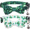 Lamphyface 2 Pack St.Patrick's Day Cat Collar with Cute Bow