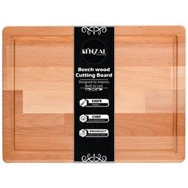 Kenzal Beech Wood Cutting Board - 13 x 10 Inches Heavy Duty Chopping Boards with Juice Groove - Versatile Kitchen Tool for Effortless Food Preparation and Elegant Serving