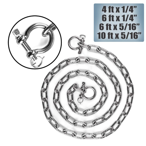 HarborCraft Stainless Anchor Chain with Advanced Lock Ring Shackles Avaiable