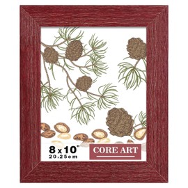 CORE ART 8x10 Picture Frame, Handmade Wood Rustic Red Photo Frame, High Definition Semi-tempered Glass Wall or Tabletop Display